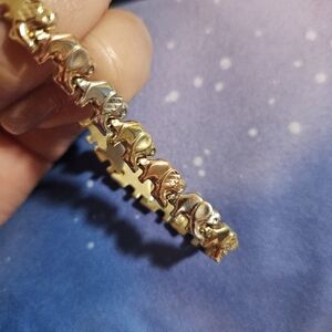 Tri-Color Elephant Bracelet: 14k Gold